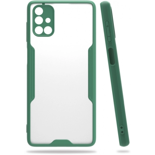 Samsung Galaxy M51 Kılıf Renkli Silikon Kamera Lens Korumalı Şeffaf Parfe Kapak - Yeşil