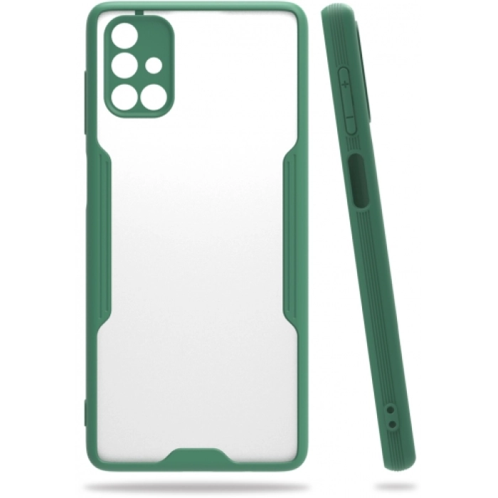 Samsung Galaxy M51 Kılıf Renkli Silikon Kamera Lens Korumalı Şeffaf Parfe Kapak - Yeşil
