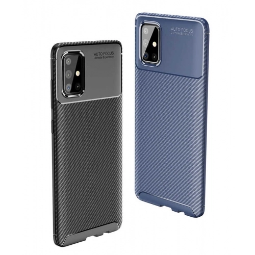 Samsung Galaxy M51 Kılıf Silikon Parmak İzi Bırakmayan Karbon Soft Negro Kapak - Lacivert