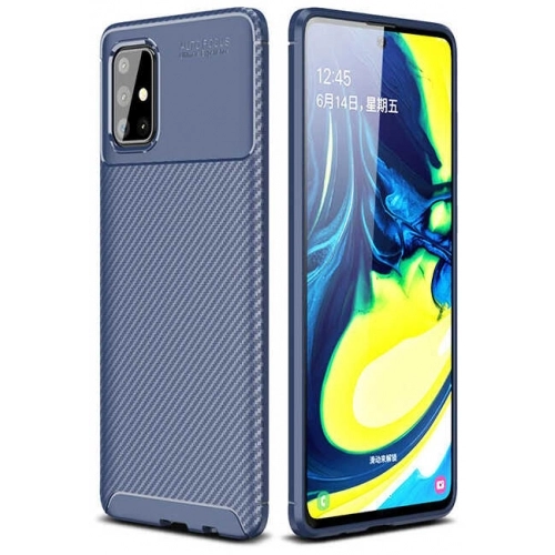 Samsung Galaxy M51 Kılıf Silikon Parmak İzi Bırakmayan Karbon Soft Negro Kapak - Lacivert