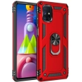 Samsung Galaxy M51 Kılıf Silikon Zırhlı Standlı Yüzüklü Mıknatıslı Tank Kapak - Kırmızı