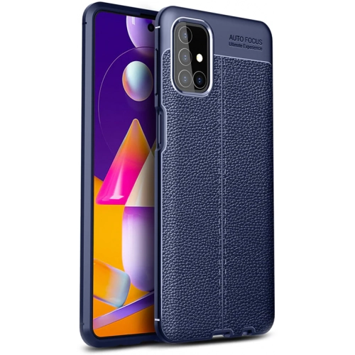 Samsung Galaxy M51 Kılıf Deri Görünümlü Lüks Parmak İzi Bırakmaz Niss Silikon Kapak - Lacivert