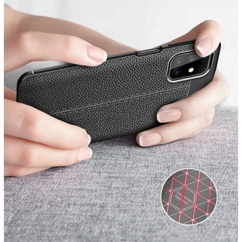 Samsung Galaxy M51 Kılıf Deri Görünümlü Lüks Parmak İzi Bırakmaz Niss Silikon Kapak - Siyah