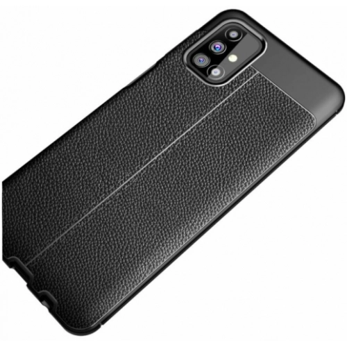 Samsung Galaxy M51 Kılıf Deri Görünümlü Lüks Parmak İzi Bırakmaz Niss Silikon Kapak - Siyah