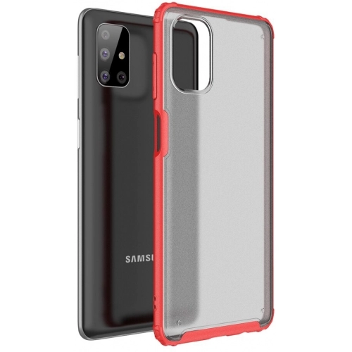 Samsung Galaxy M51 Kılıf Volks Serisi Kenarları Silikon Arkası Şeffaf Sert Kapak - Kırmızı