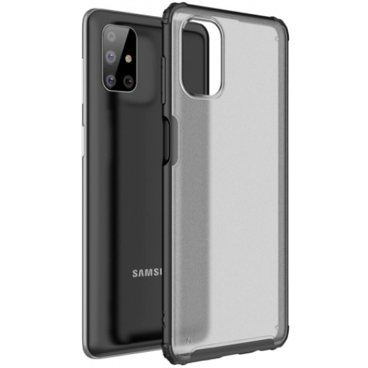 Samsung Galaxy M51 Kılıf Volks Serisi Kenarları Silikon Arkası Şeffaf Sert Kapak - Siyah