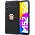 Samsung Galaxy M52 Kılıf Renkli Silikon Yüzüklü Standlı Auto Focus Ravel Kapak - Rose Gold