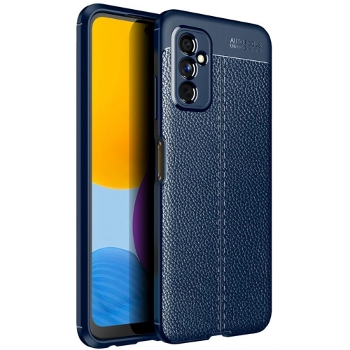 Samsung Galaxy M52 Kılıf Deri Görünümlü Lüks Parmak İzi Bırakmaz Niss Silikon Kapak - Lacivert