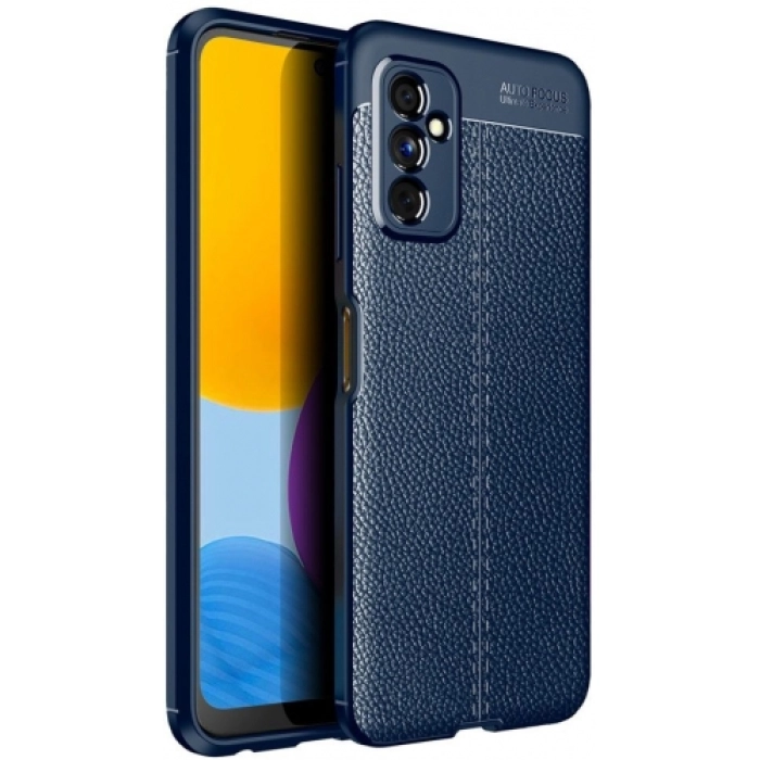Samsung Galaxy M52 Kılıf Deri Görünümlü Lüks Parmak İzi Bırakmaz Niss Silikon Kapak - Lacivert