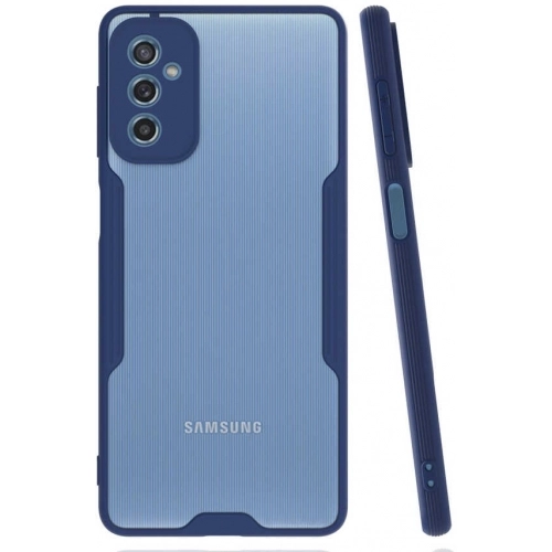 Samsung Galaxy M52 Kılıf Renkli Silikon Kamera Lens Korumalı Şeffaf Parfe Kapak - Lacivert