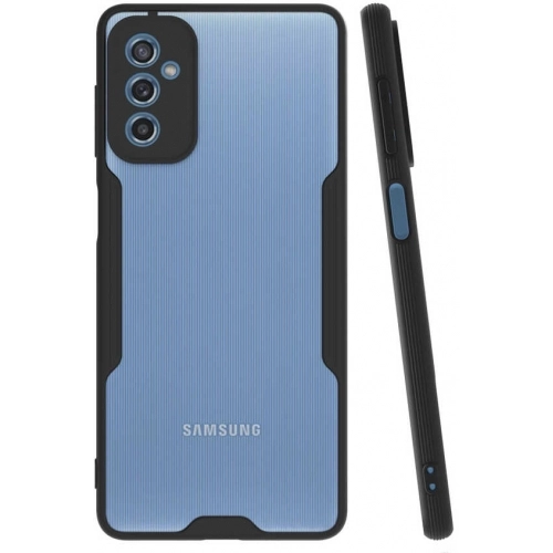 Samsung Galaxy M52 Kılıf Renkli Silikon Kamera Lens Korumalı Şeffaf Parfe Kapak - Siyah