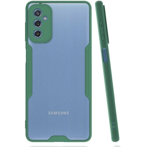 Samsung Galaxy M52 Kılıf Renkli Silikon Kamera Lens Korumalı Şeffaf Parfe Kapak - Yeşil