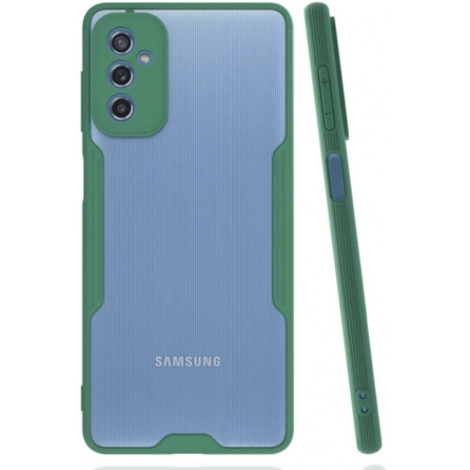 Samsung Galaxy M52 Kılıf Renkli Silikon Kamera Lens Korumalı Şeffaf Parfe Kapak - Yeşil
