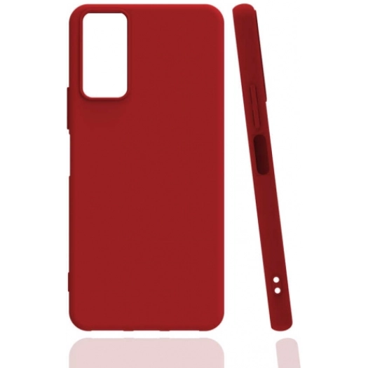 Samsung Galaxy M52 Kılıf Silikon Mat Esnek Kamera Korumalı Biye Kapak - Kırmızı