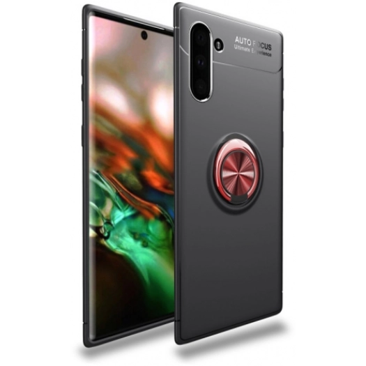 Samsung Galaxy Note 10 Kılıf Renkli Silikon Yüzüklü Standlı Auto Focus Ravel Kapak - Rose Gold