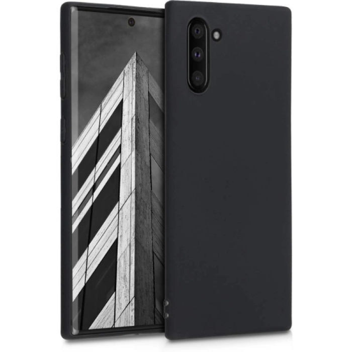 Samsung Galaxy Note 10 Kılıf İnce Soft Mat Renkli Esnek Silikon Kapak - Siyah
