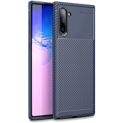 Samsung Galaxy Note 10 Kılıf Silikon Parmak İzi Bırakmayan Karbon Soft Negro Kapak - Lacivert