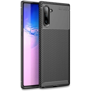 Samsung Galaxy Note 10 Kılıf Silikon Parmak İzi Bırakmayan Karbon Soft Negro Kapak - Siyah
