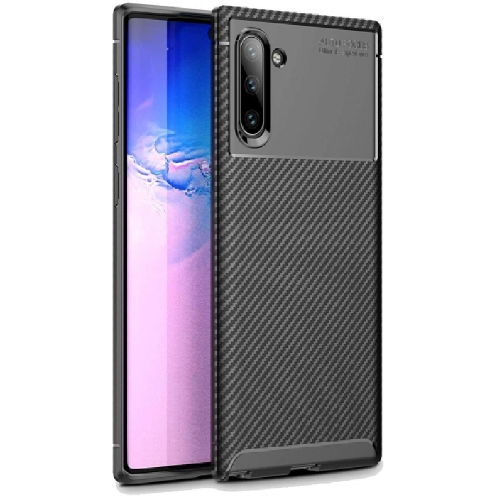 Samsung Galaxy Note 10 Kılıf Silikon Parmak İzi Bırakmayan Karbon Soft Negro Kapak - Siyah