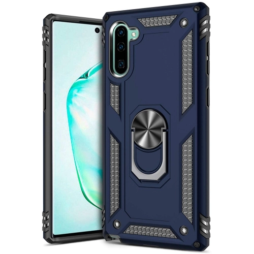 Samsung Galaxy Note 10 Kılıf Silikon Zırhlı Standlı Yüzüklü Mıknatıslı Tank Kapak - Lacivert