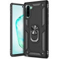 Samsung Galaxy Note 10 Kılıf Silikon Zırhlı Standlı Yüzüklü Mıknatıslı Tank Kapak - Siyah