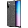 Samsung Galaxy Note 10 Kılıf Deri Görünümlü Lüks Parmak İzi Bırakmaz Niss Silikon Kapak - Siyah