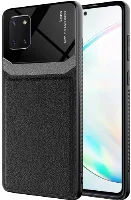 Samsung Galaxy Note 10 Lite Kılıf Deri Görünümlü Emiks Kapak - Siyah