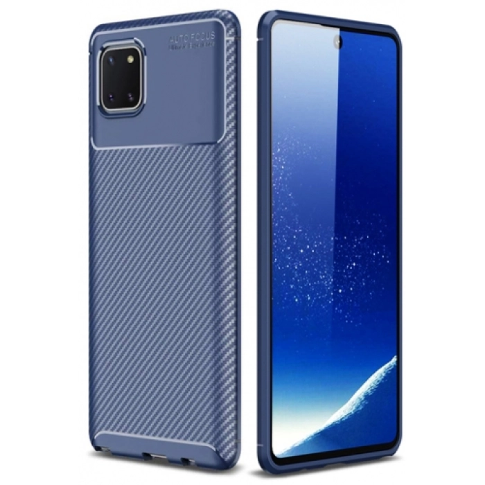 Samsung Galaxy Note 10 Lite Kılıf Silikon Parmak İzi Bırakmayan Karbon Soft Negro Kapak - Lacivert