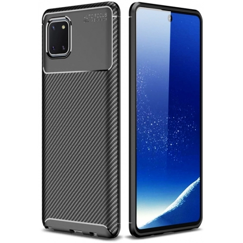 Samsung Galaxy Note 10 Lite Kılıf Silikon Parmak İzi Bırakmayan Karbon Soft Negro Kapak - Siyah