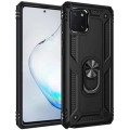 Samsung Galaxy Note 10 Lite Kılıf Silikon Zırhlı Standlı Yüzüklü Mıknatıslı Tank Kapak - Siyah