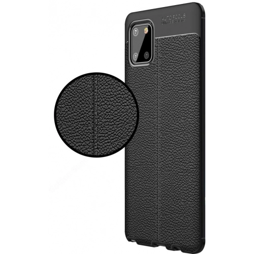 Samsung Galaxy Note 10 Lite Kılıf Deri Görünümlü Lüks Parmak İzi Bırakmaz Niss Silikon Kapak - Lacivert