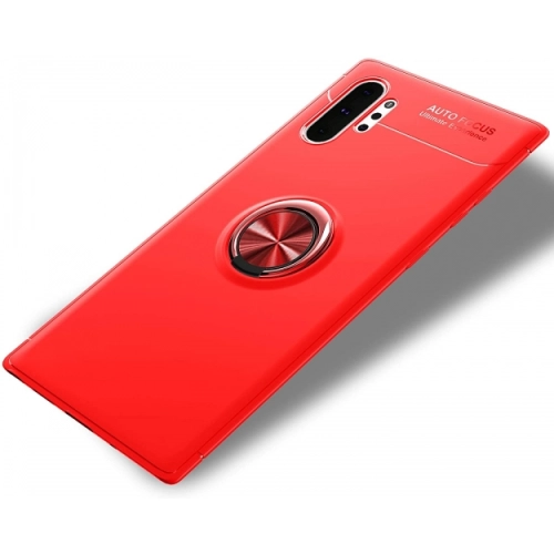 Samsung Galaxy Note 10 Plus Kılıf Renkli Silikon Yüzüklü Standlı Auto Focus Ravel Kapak - Kırmızı