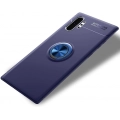 Samsung Galaxy Note 10 Plus Kılıf Renkli Silikon Yüzüklü Standlı Auto Focus Ravel Kapak - Mavi