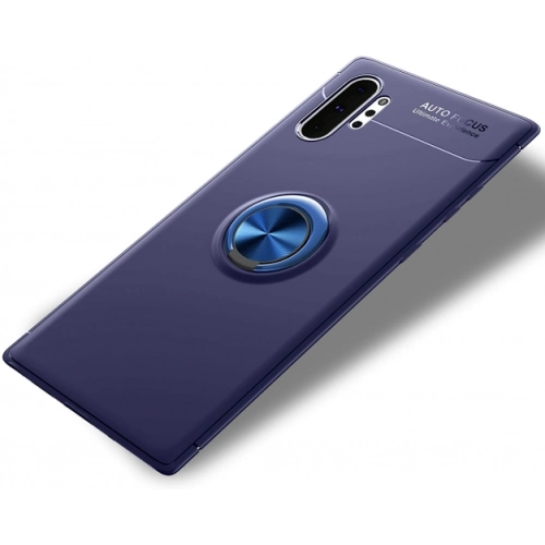 Samsung Galaxy Note 10 Plus Kılıf Renkli Silikon Yüzüklü Standlı Auto Focus Ravel Kapak - Mavi