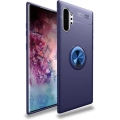 Samsung Galaxy Note 10 Plus Kılıf Renkli Silikon Yüzüklü Standlı Auto Focus Ravel Kapak - Mavi