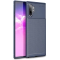 Samsung Galaxy Note 10 Plus Kılıf Silikon Parmak İzi Bırakmayan Karbon Soft Negro Kapak - Lacivert