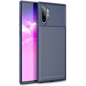 Samsung Galaxy Note 10 Plus Kılıf Silikon Parmak İzi Bırakmayan Karbon Soft Negro Kapak - Lacivert