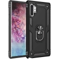 Samsung Galaxy Note 10 Plus Kılıf Silikon Zırhlı Standlı Yüzüklü Mıknatıslı Tank Kapak - Siyah