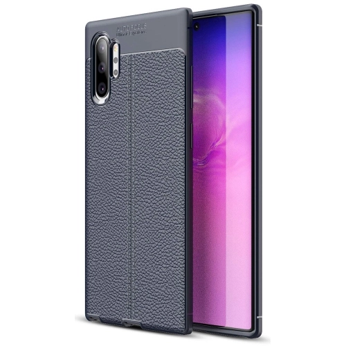 Samsung Galaxy Note 10 Plus Kılıf Deri Görünümlü Lüks Parmak İzi Bırakmaz Niss Silikon Kapak - Lacivert