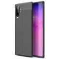 Samsung Galaxy Note 10 Plus Kılıf Deri Görünümlü Lüks Parmak İzi Bırakmaz Niss Silikon Kapak - Siyah