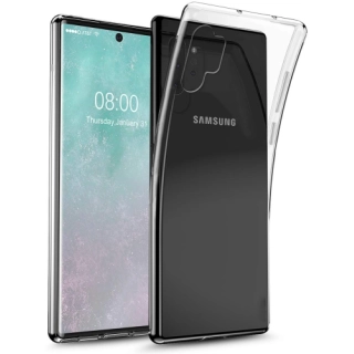 Samsung Galaxy Note 10 Plus Kılıf Kamera Korumalı Esnek Silikon Kapak - Şeffaf