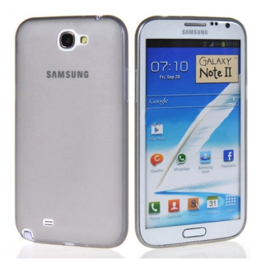 Samsung Galaxy Note 2 Kılıf Ultra İnce Kaliteli Esnek Silikon 0.2mm - Şeffaf