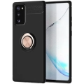 Samsung Galaxy Note 20 Kılıf Renkli Silikon Yüzüklü Standlı Auto Focus Ravel Kapak - Rose Gold