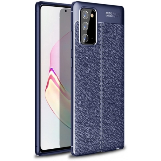 Samsung Galaxy Note 20 Kılıf Deri Görünümlü Lüks Parmak İzi Bırakmaz Niss Silikon Kapak - Lacivert
