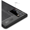 Samsung Galaxy Note 20 Kılıf Deri Görünümlü Lüks Parmak İzi Bırakmaz Niss Silikon Kapak - Siyah