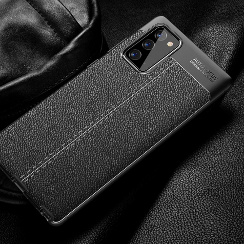Samsung Galaxy Note 20 Kılıf Deri Görünümlü Lüks Parmak İzi Bırakmaz Niss Silikon Kapak - Siyah