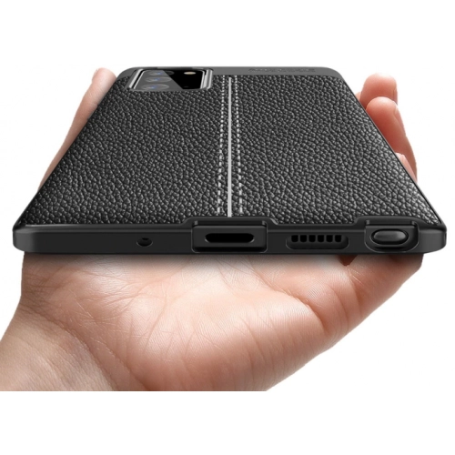 Samsung Galaxy Note 20 Kılıf Deri Görünümlü Lüks Parmak İzi Bırakmaz Niss Silikon Kapak - Siyah