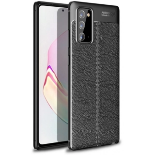Samsung Galaxy Note 20 Kılıf Deri Görünümlü Lüks Parmak İzi Bırakmaz Niss Silikon Kapak - Siyah