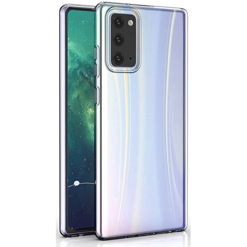 Samsung Galaxy Note 20 Kılıf Kamera Korumalı Esnek Silikon Kapak - Şeffaf