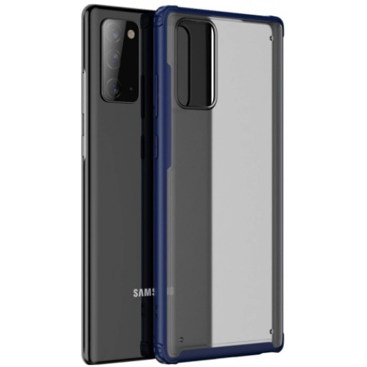 Samsung Galaxy Note 20 Kılıf Volks Serisi Kenarları Silikon Arkası Şeffaf Sert Kapak - Lacivert